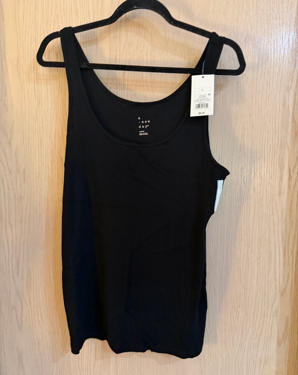 A New Day Essential Ribbed Tank Top Black Size L NWT